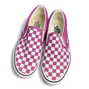 Vans Classic Slip-On "Fuchsia Checkerboard" Unisex Sneakers M 8 W 9.5